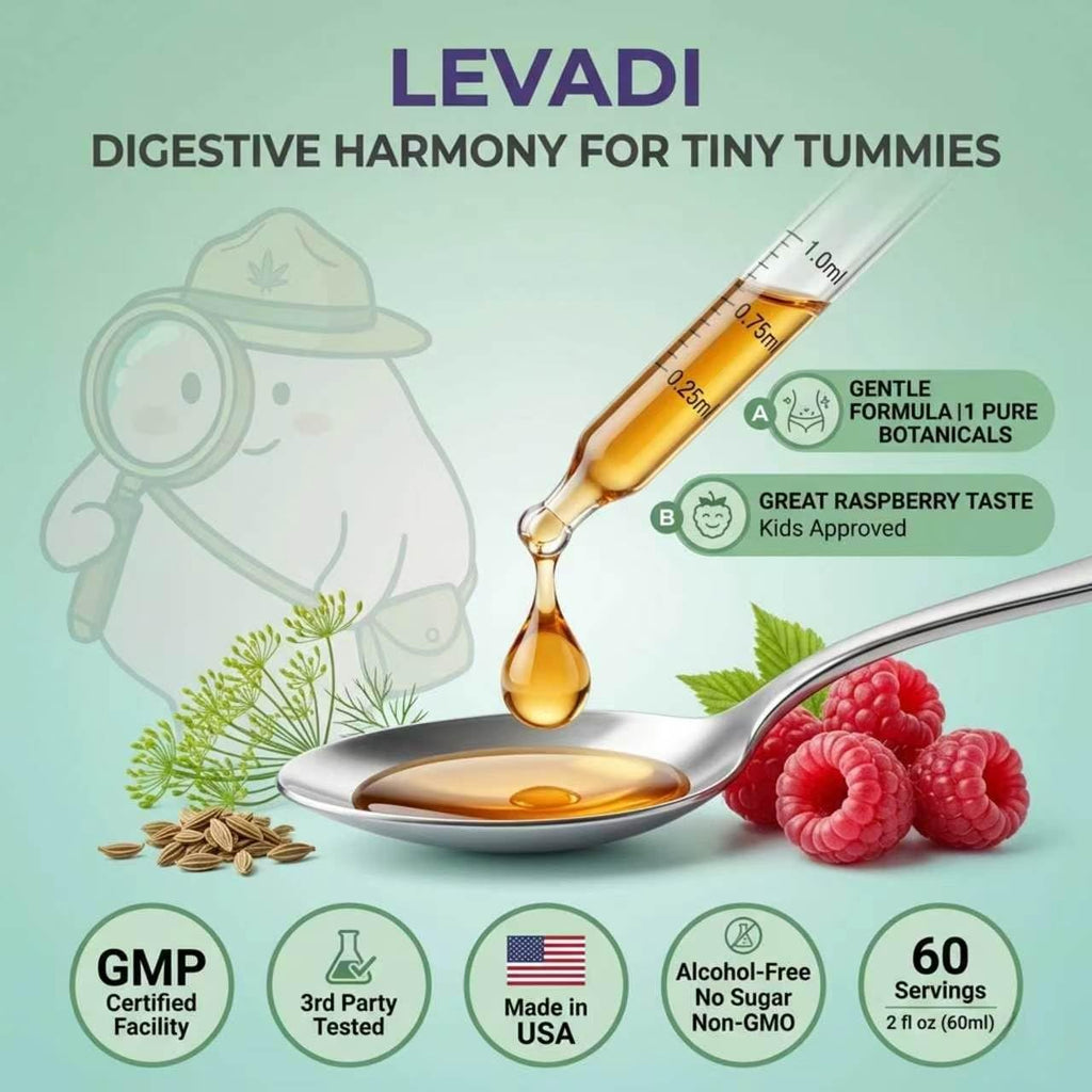 LEVADI Parasite Cleanse for Children Support Formula – Black Walnut, Wormwood & Red Clover Complex – Gentle Liquid Drops Kids Digestive & Gut Wellness Support Supplement – Raspberry Flavor