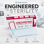 Self Sealing Sterilization Pouches 3.5" x 10" - Latex-Free, Color Changing Indicator (200 Count) by PlastCare USA
