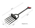 5-Tine Heavy Duty Pitch Fork for Gardening - Long Handled Digging Fork Garden Claw Weeder