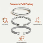 KUDANLONG Silver Cuff Bracelets for Women, Stainless Steel Stackable Bangle