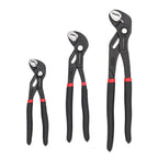 Amazon Basics 3-Piece Quick Release Groove Joint Pliers Set, Drop Forged Chrome Vanadium Steel with Comfortable Rubber Grip, Adjustable, 7-inch, 10-inch, and 12-inch, Black