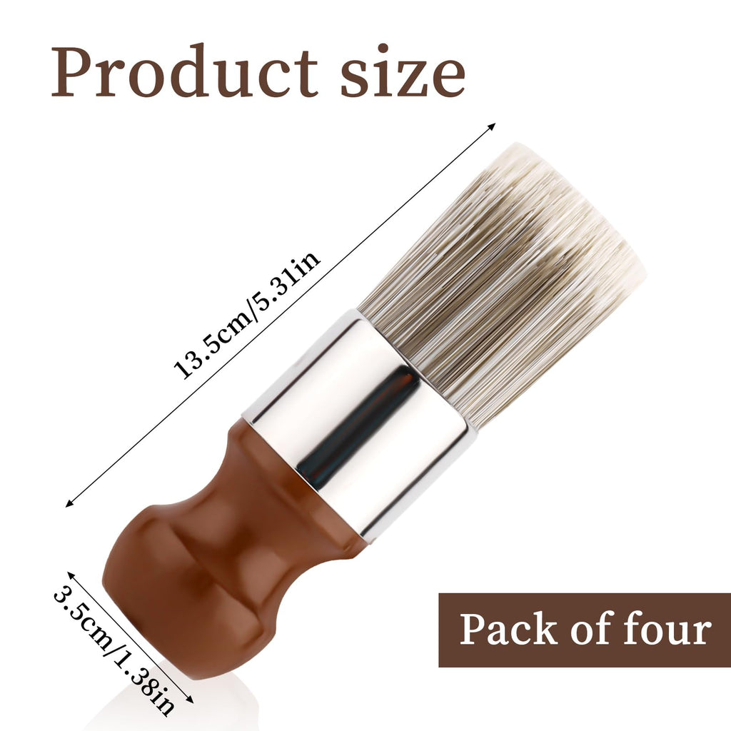 4pcs Salve Brushes for Furniture, Leather Cleaning Brush with Wood Handle and Soft Bristles Repair Cream Balm Applicator Tools for Furniture Home Leather(Salve Not Included)