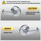 HISAFE Storeroom Door Handle Heavy Duty Grade 2 Commercial Door Locks, Non-Handed, UL 3 Hour Fire Rated, ADA Compliant, Satin Chrome Finish 26D, 2-3/4''Backset, X-XG-ST-70