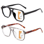 JO Progressive Multifocus Reading Glasses Men Women - No Line Progressive Reader Half-Rim for Mid-Near (Black/Tortoise, 2.50, x)