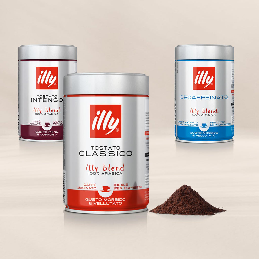 illy Decaf Ground Espresso Coffee, Classico Medium Roast, 8.8 oz