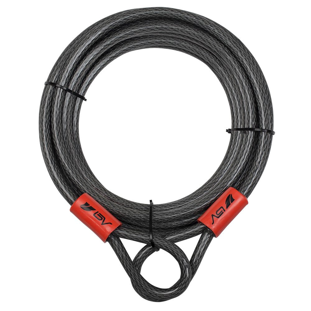 BV Heavy-Duty 30FT Security Cable with Loops - 10mm (3/8 Inch) Cut-Resistant Braided Steel Cable - Versatile & Weatherproof - Security Chain for Padlock, Chain Lock, Wire Lock