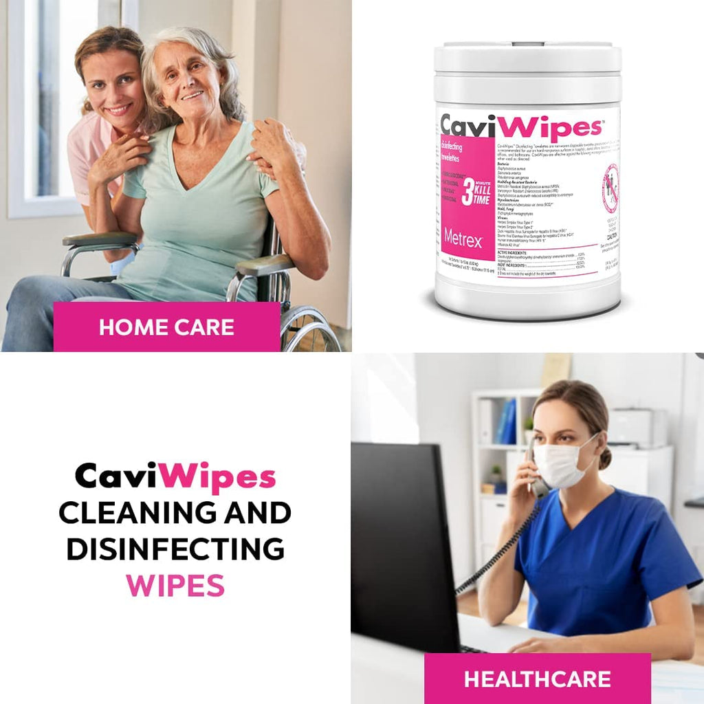 Metrex CaviWipes - 6" x 6 3/4" Large (160) Surface Cleaning Wipe, fragrance-free, White