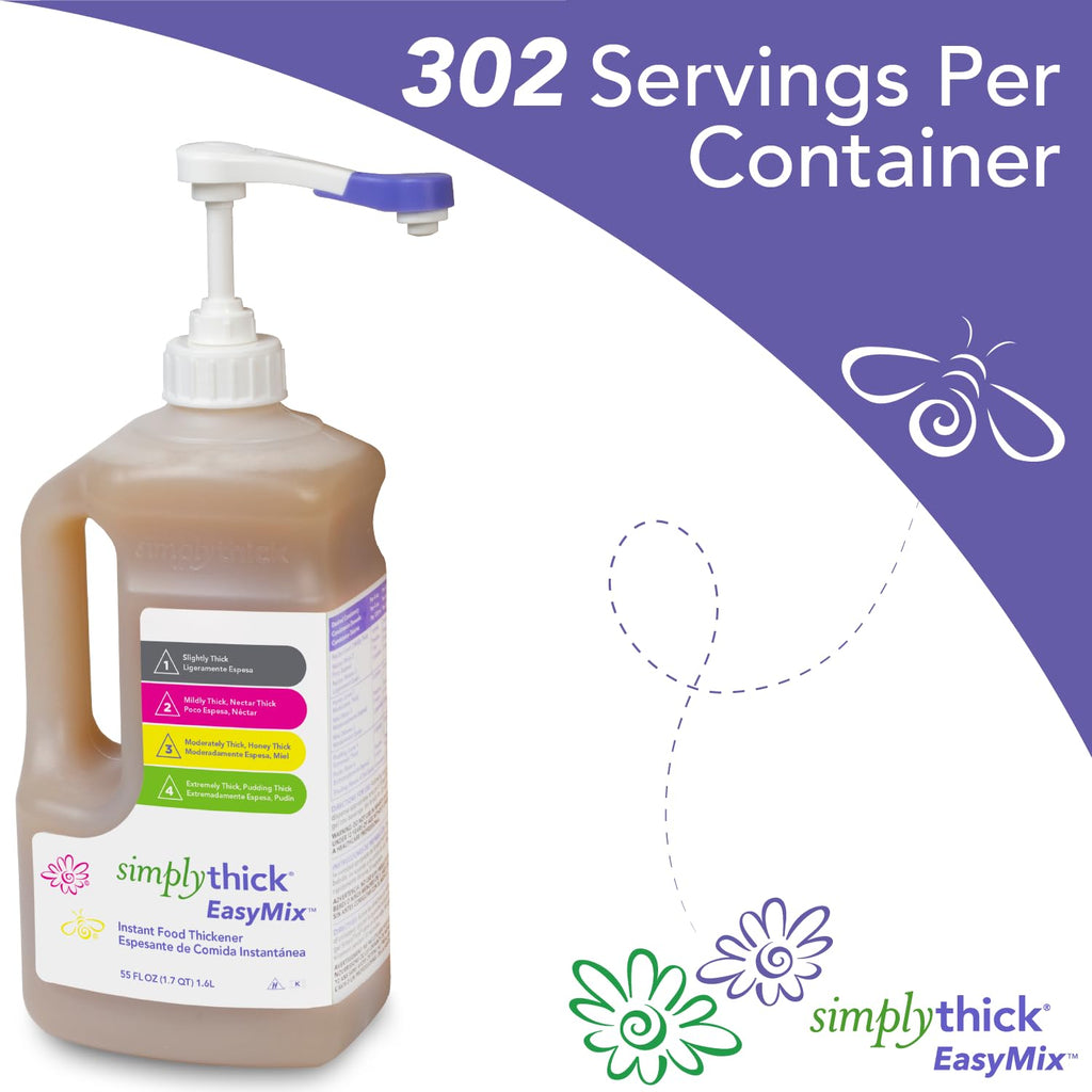 SimplyThick EasyMix | 302 Servings | Gel Thickener for those with Dysphagia & Swallowing Disorders | Won't Alter The Taste of Liquid | Easy to Prepare | Large 55 Fl Oz Bottle with Pump