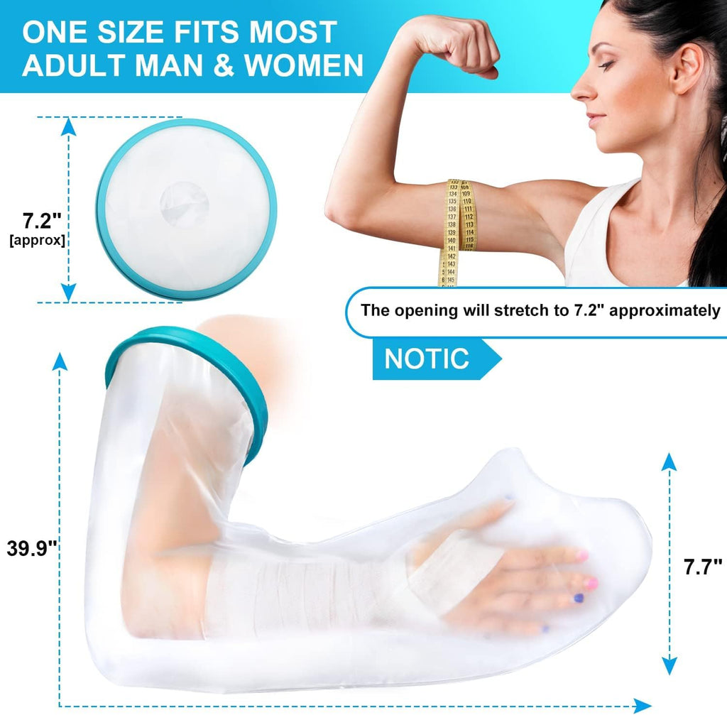 DUMSAMKER Full Arm Cast Cover for Shower Adult, 100% Waterproof Cast Shower Cover Arm, Soft Comfortable Cast Bag Cast Protector, Watertight Seal to Keep Wounds Bandage Dry, Reusable