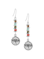 MINACHI Boho Dragonfly Silver-Tone with Stone Bead Accent Dangle Earrings