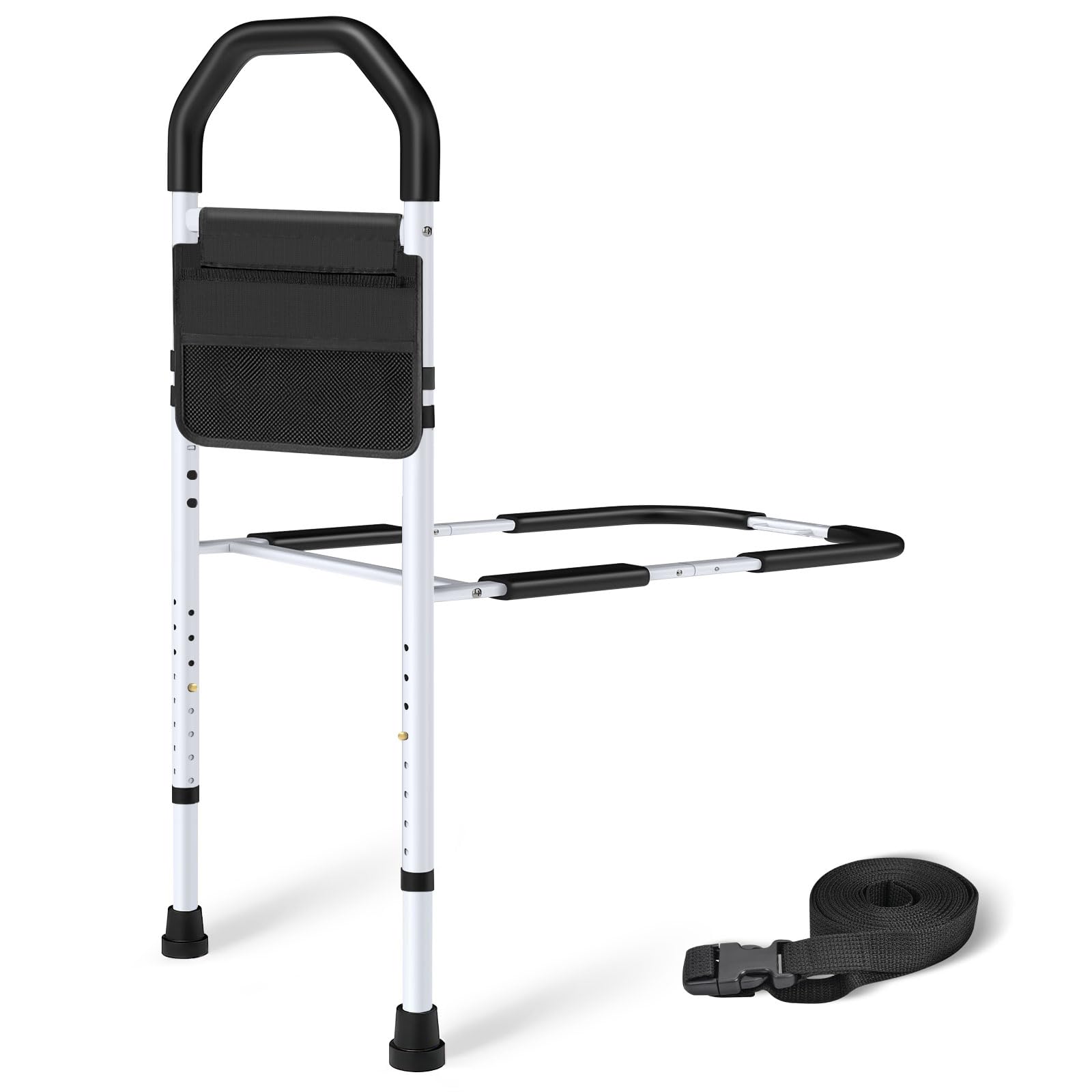 MNIENT Bed Rails for Elderly Adults Safety - ASTM Approved Bed Side Rail for Seniors with Support Leg,Two-side Storage Bag, Non-Slip Bed Assist Cane Guard,Adjustable Bedrails for King,Queen,Full,Twins