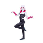 MARVEL Spider-Gwen Official Youth Zentai Halloween Costume - Hooded Spandex Jumpsuit with Printed Design and Pull On Spandex Mask (M)
