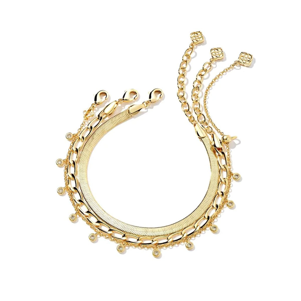 Kendra Scott Kassie Set of 3 Chain Bracelets in 14k Gold-Plated Brass, Fashion Jewelry For Women