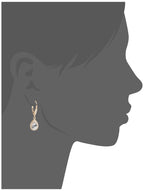 Anne Klein Gold Tone Cubic Zirconia Pear Shape Leverback Drop Earrings for Women – Clear CZ Pave Halo Dangle Earrings, Elegant Gold Fashion Jewelry