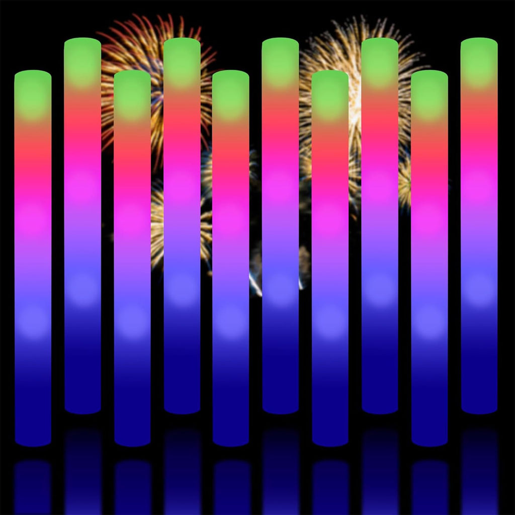 Taotuo Glow Sticks Bulk, 20 Pack LED Light Up Foam Sticks 3 Modes Color Flashing,Glow Party Supplies for Wedding Birthday, Raves, Concert, Camping, New Year, Carnival, Halloween Christmas