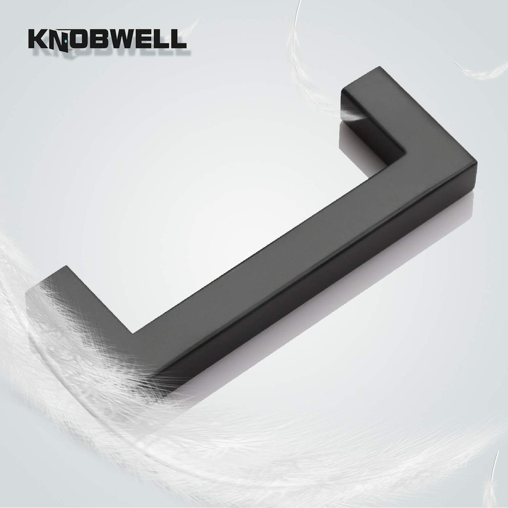 KNOBWELL 6 Pack 3-1/2 inch Black Kitchen Cabinet Door Handles, Stainless Steel T Bar Dresser Drawer Pulls - Hole Centers 3.5 inch(90mm), Overall Length 4 inch