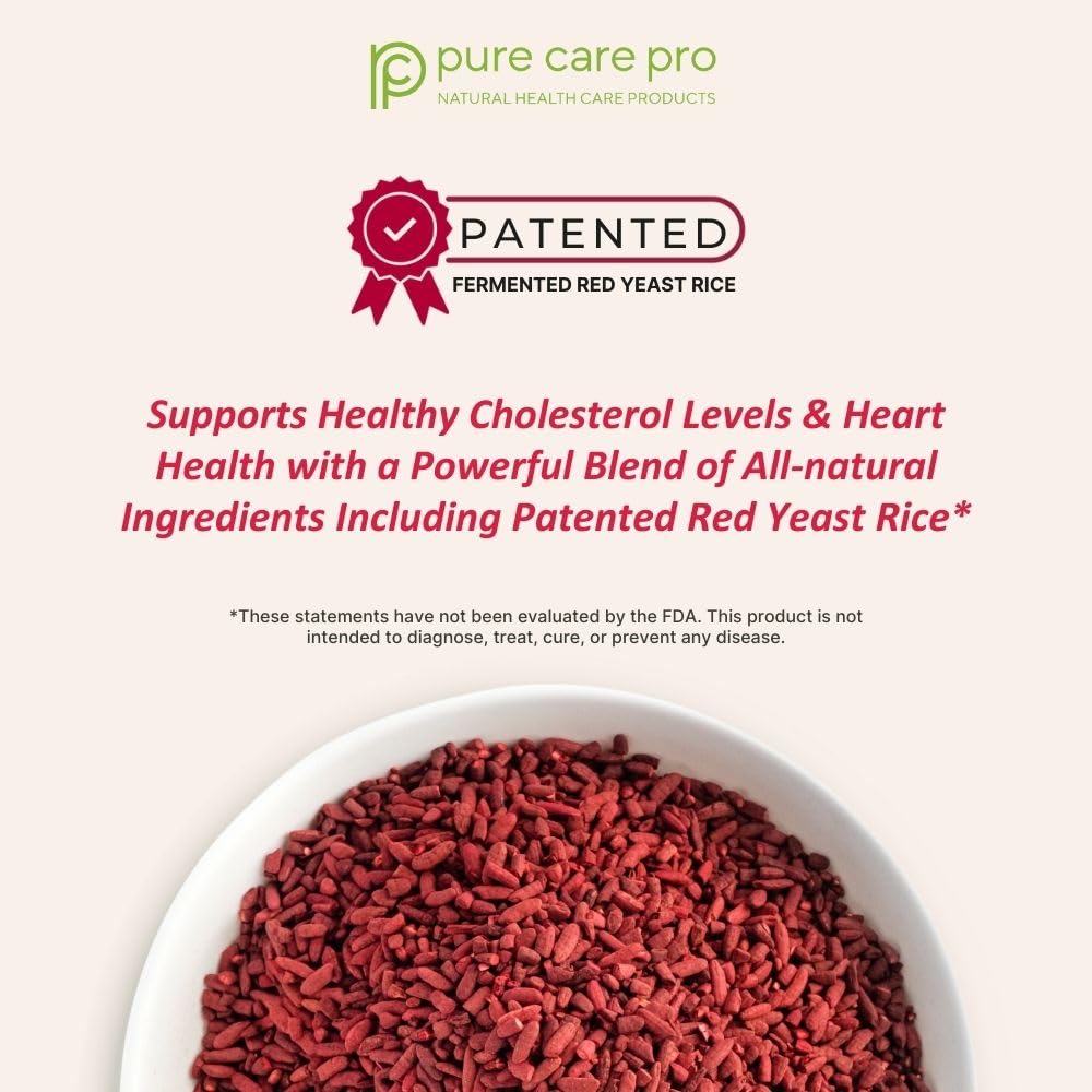 LIPOMEZIN Pure Care Pro Synergistic Cholesterol Support Blend: Red Yeast Rice, Policosanol, Grape Seed & Lespedeza – 60 Vegetarian Capsules