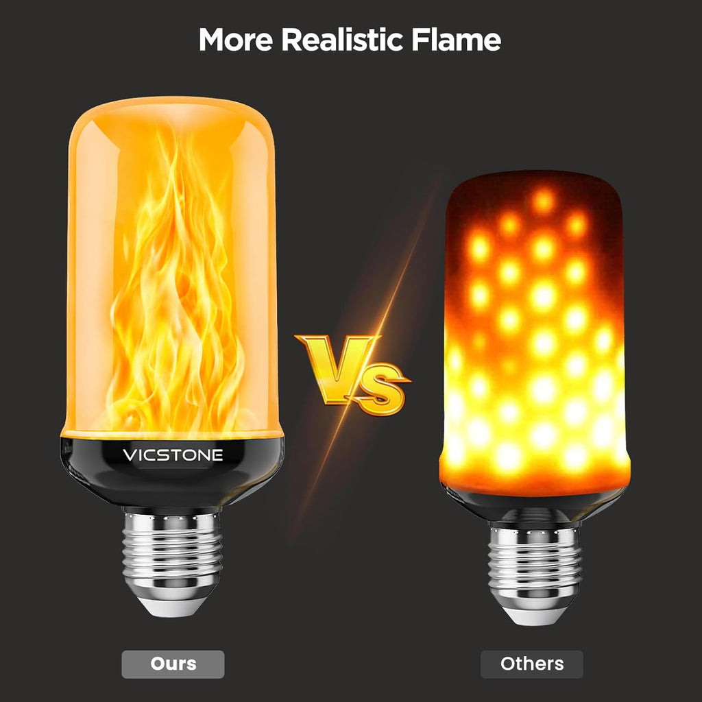 Vicstone Upgraded E26 Dusk to Dawn Flame Light Bulbs for Halloween, 4 Modes