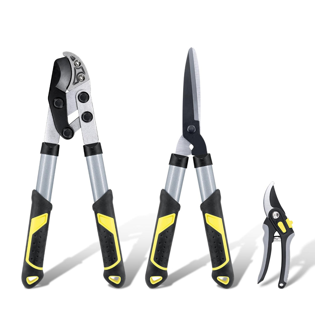 Colwelt Garden Shears Set 3Pc, 17’’ Hedge Shears Loppers for Gardening Tool