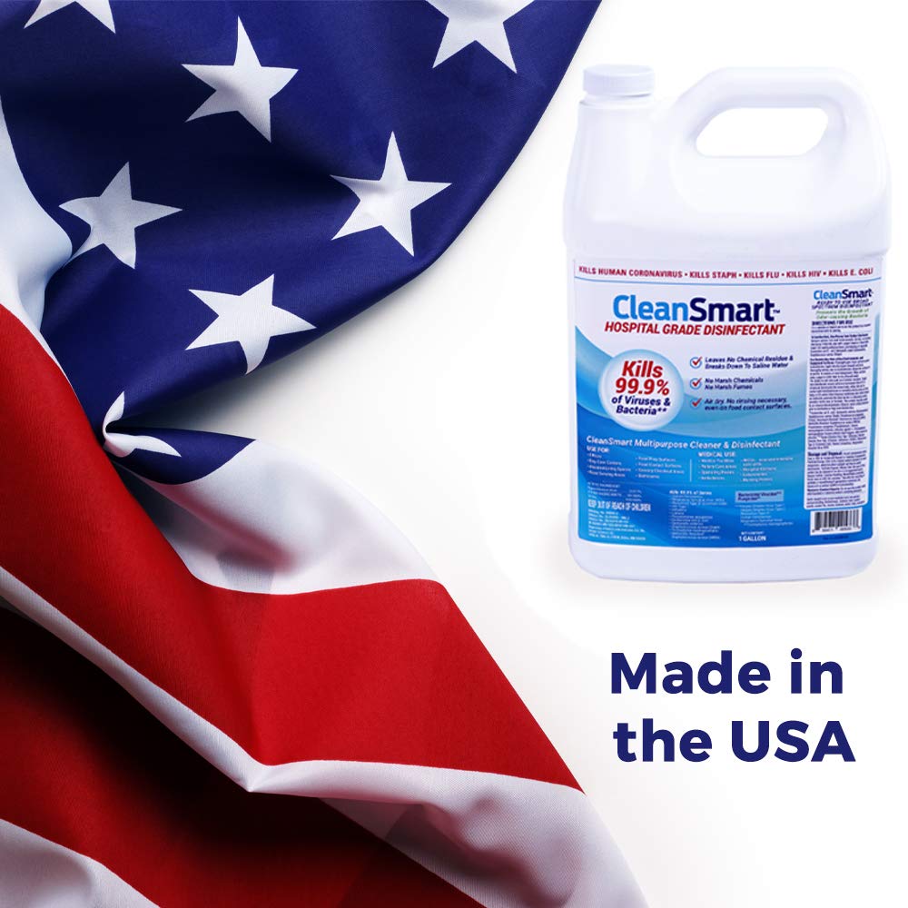 CleanSmart Hospital Disinfectant, Kills 99.9% of Viruses and Bacteria, Hypochlorous Acid Technology, EPA Registered, 1 Gallon (HOCL)