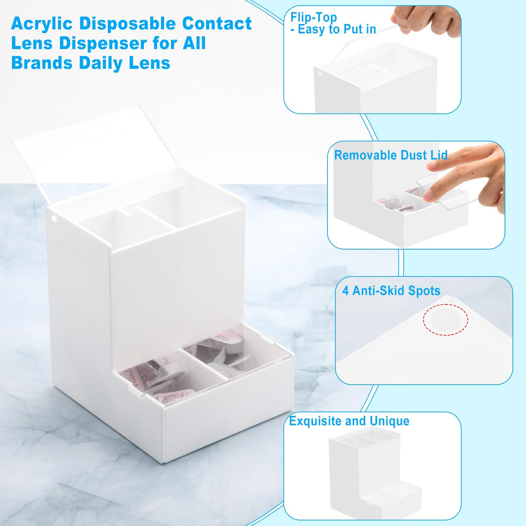 Beautyflier Disposable Daily Contact Lens Dispenser, Desktop and Wall Mounted 2 IN 1- Universal for All Brands, Dispenser, Organizer, & Storage for Contact Lenses, Cosmetic Contact lenses, Case Only
