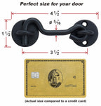 (2 Pack) Raswik 4" Privacy Hook and Eye Gate Latch Easy Lock for Sliding Barn Door, Black