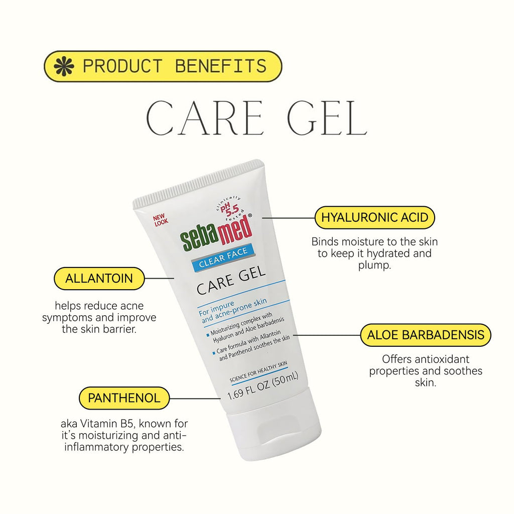 SEBAMED Clear Face Care Gel (50mL) with Aloe Vera and Hyaluronic Acid for Impure and Acne Prone Skin - Made in Germany - Pack of 2