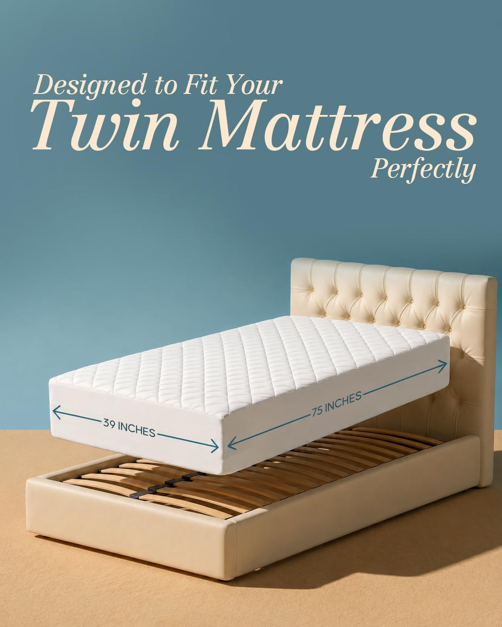 Twin Mattress Pad, Quilted Mattress Protector Topper fits 16" Deep Pocket
