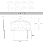 Evelyne Decorative Garden Border Plastic Edging – PP Plastic, Short Metal-Free Faux Wrought Iron Leaf & Bird Design, 8pcs Yard Landscaping Fence Liner Lawn Edge Barrier, 10ft Kit of Decorative Panels