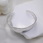 Desnuage Silver Thin Cuff Bracelet Vintage Hammered Texture Style Statement Open Bangle Chunky Bracelets for Women
