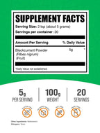 BulkSupplements.com Blackcurrant Powder - Black Currant Supplement, Superfood Supplement - Air Dried & Gluten Free, 5g per Serving, 100g (3.5 oz) (Pack of 1)