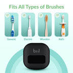 Bril UV-C Toothbrush Sanitizer and Holder – Wall Mounted, Rechargeable, 30-Day Battery, Magnetic Mount, Fits Electric and Manual Brushes, Portable Travel Case, Auto-Shutoff – Black