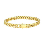 Bestyle 5mm 18K Gold Filled Miami Cuban Chains Bracelets Cool Causal Style Stainless Steel Curb Link Chain Bracelet for Men & Women, Daily Wear Gold Hand Chain 19cm/7.5Inch