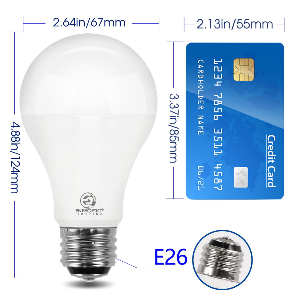 Super Bright 50/100/150W 3-Way A21 LED Light Bulb, 800/1600/2200 Lumens, 4000K Cool White, Non-dimmable, E26 Base, UL Listed, 2-Pack