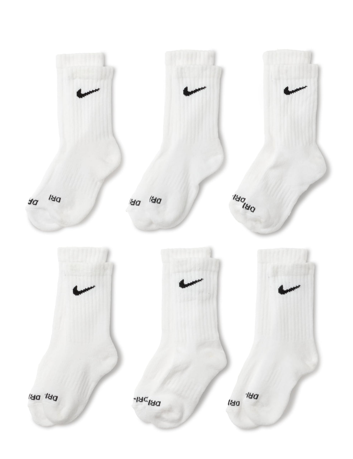Nike Dri-Fit Performance Basic Crew (Toddler/Little Kid) White 5-7 (10 Toddler-3 Little Kid)