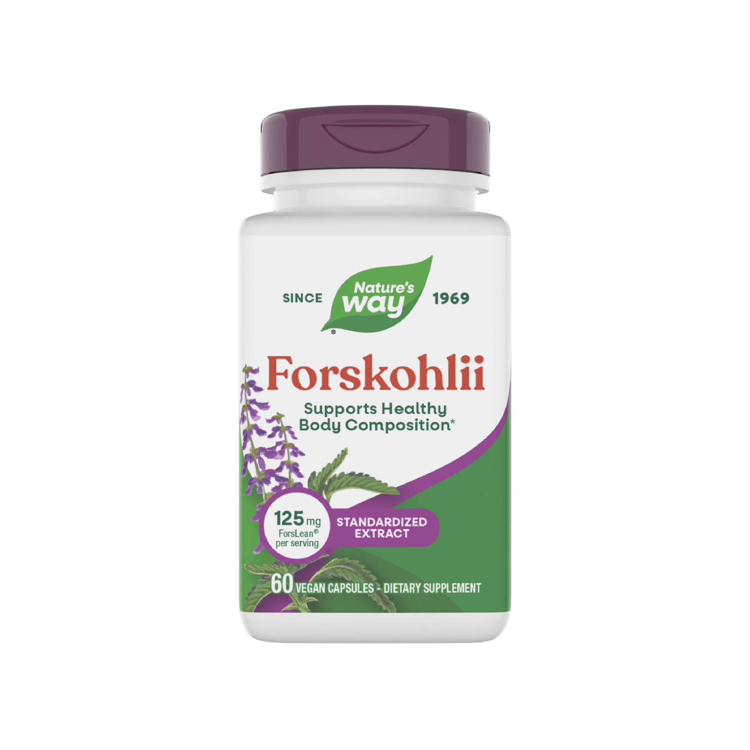 Nature's Way Forskohlii, Supports Healthy Body Composition*, Standardized Extract, 125 mg ForsLean per Serving, 60 Vegan Capsules (Packaging May Vary)