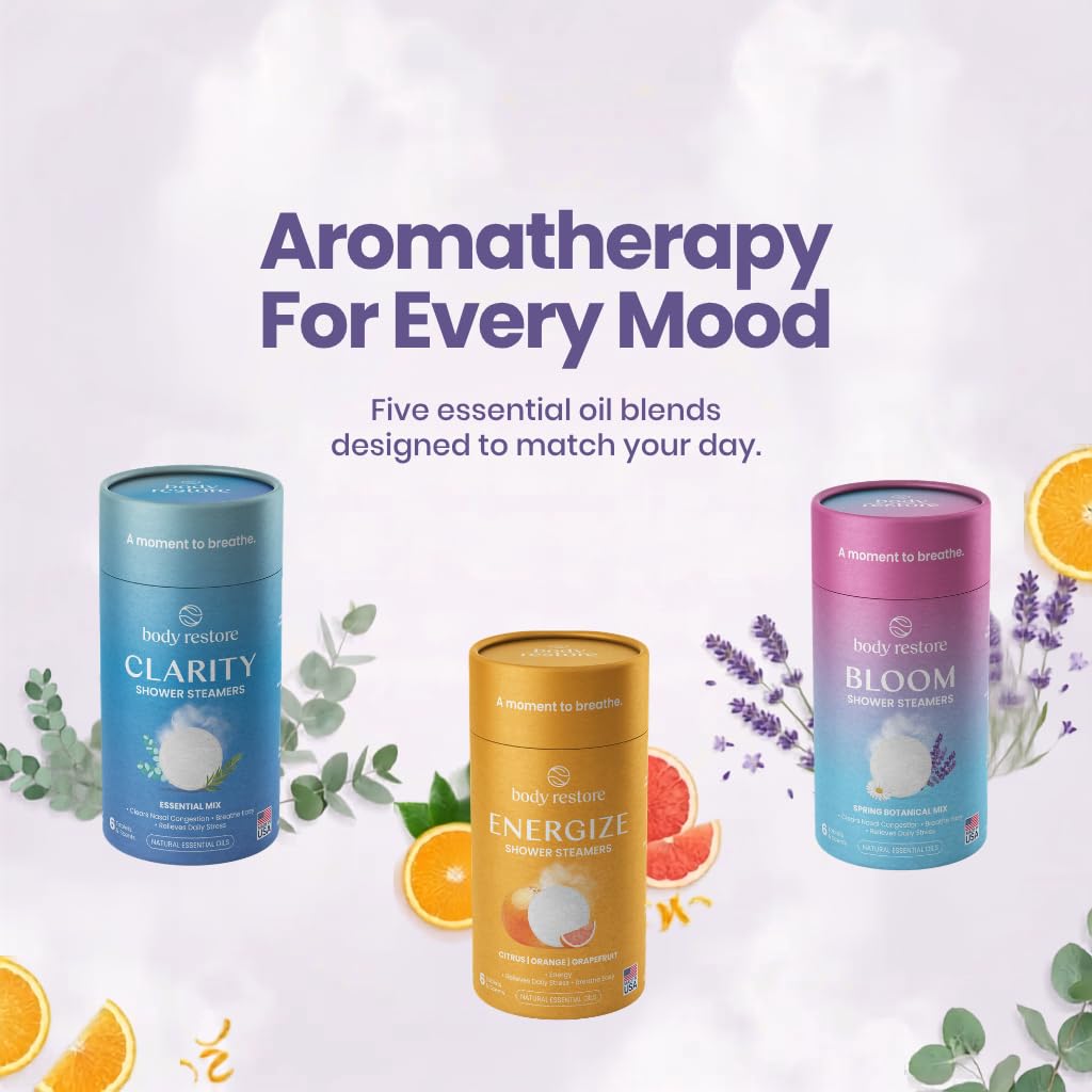 BodyRestore Shower Steamers Aromatherapy, Gifts for Women, Bloom 6 Pack