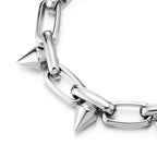 COOLSTEELANDBEYOND Men’s Stainless Steel Spiked Paperclip Link Bracelet With Lobster Clasp, Punk Rock Chain Wristband