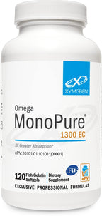 XYMOGEN Omega MonoPure 1300 EC - Heart & Brain Support - DHA & EPA Omega-3 Fish Oil - Monoglyceride High Absorption Softgels - Enteric Coated - 120 Softgels