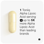 Toniiq 1000mg Ultra High Strength Alpha Lipoic Acid Capsules - Highly Purified 99%+ USP Standard - 120 Capsules ALA Supplement
