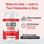 GlucoSense – Official GlucoSense Capsules, Pills Support Advanced Blood Formula Supplement, All Natural Premium Health & Wellness - Maximum Strength, 60 Capsules for 1 Month
