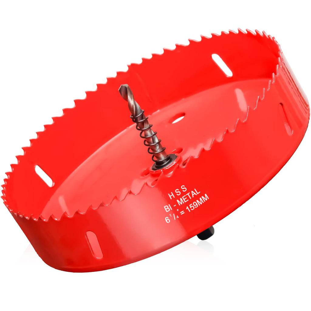 Hole Saw 6 5/16” (160mm) for Wood, HSS Bi-Metal Hole Cutter with Pilot Drill Bit for Plywood, Cornhole, Ceiling and Drywall