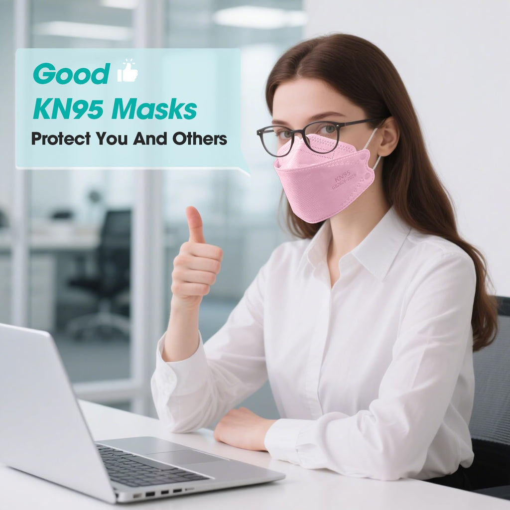 LEMENT KN95 Face Masks - 50 Pack Breathable Comfortable Disposable Masks For Adult, Filter Efficiency≥95%, Elastic Ear Loops, Pink