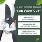 Saboten Japanese Pruning Shears 7.9" – Professional Bypass Garden Clippers, Made in Japan, Sharp Carbon Steel Blade with Sap-Resistant Fluorine Coating, Cuts up to 3/4 in (20 mm)