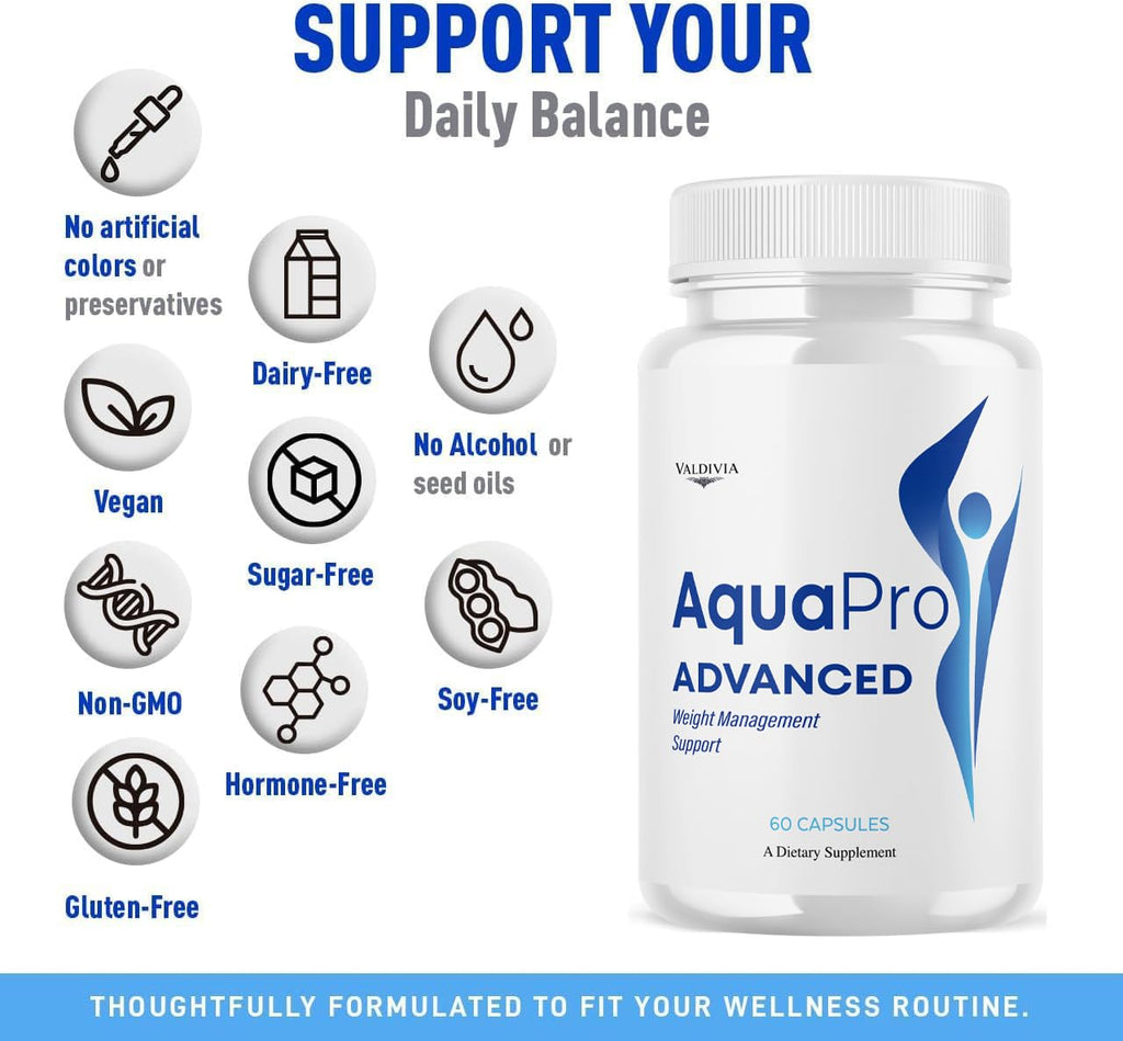 Aqua Pro Advanced Capsules - Official Advanced Support Supplement All Natural Premium Formula Daily Support Capsule for Overall Health & Wellness, 60 Capsules for 1 Month