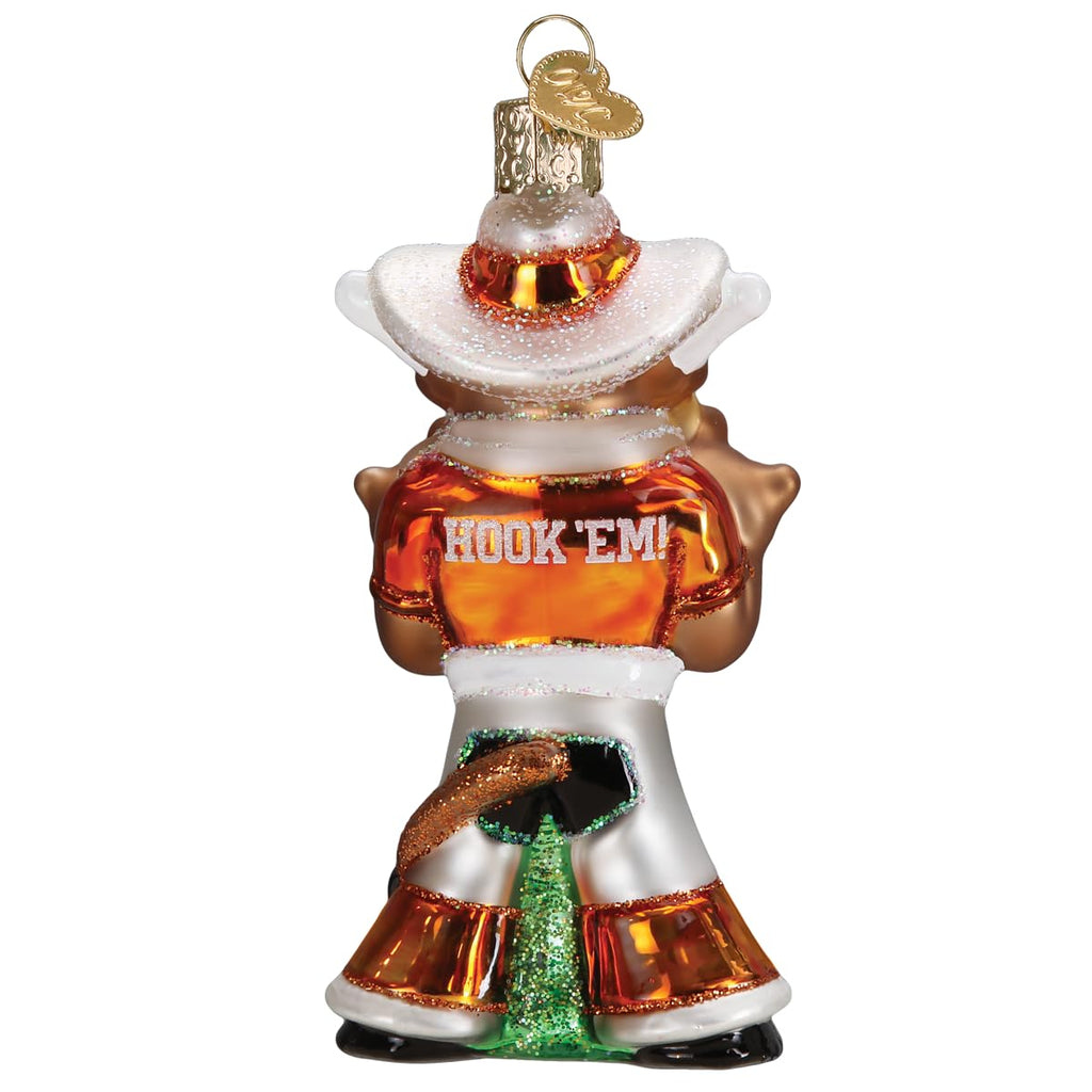 Old World Christmas Texas Bevo Longhorn Glass Blown Ornament for Christmas Tree, Handcrafted Holiday Decoration, University Collection