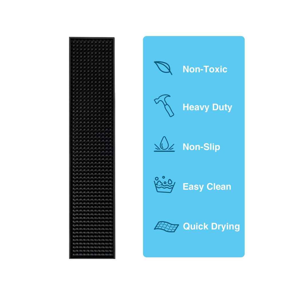 BARsics 17.5x3.5 inches Long PVC Bar Rail Mat Non-Slip Serving Spill Mat (Pack of 6)