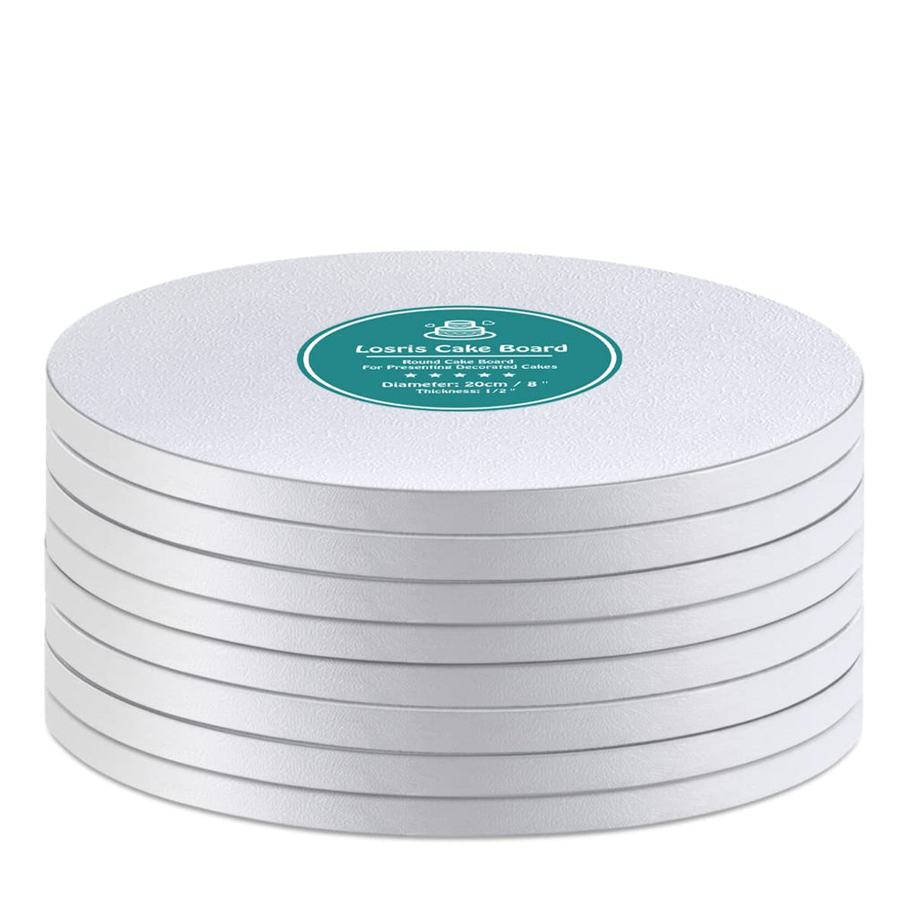 White Cake Drums Round 14 Inch Cake Boards with 1/2-Inch Thick Smooth Edges for Multi Tiered Birthday Wedding Party Cakes Drum Board