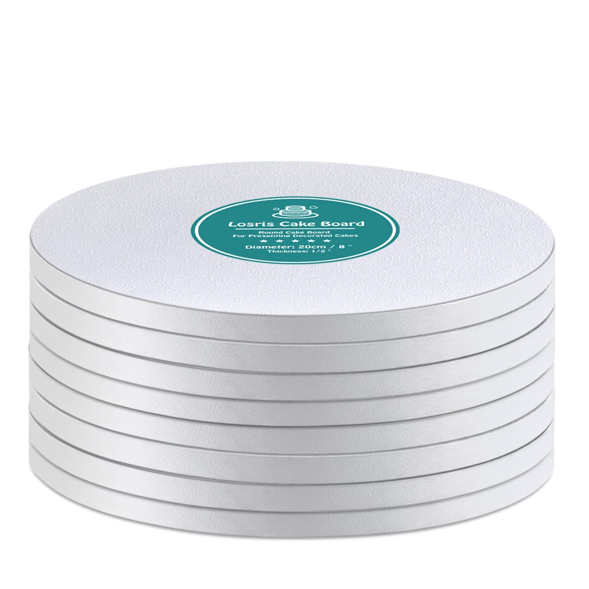 White Cake Drums Round 14 Inch Cake Boards with 1/2-Inch Thick Smooth Edges for Multi Tiered Birthday Wedding Party Cakes Drum Board