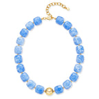 TENTMENTISE Chunky Necklaces for Women - Blue Beaded Necklace for Women, Blue Colorful Choker Necklaces, Womens Summer Beach Boho Jewelry Gifts for Vacation Holiday